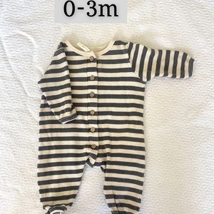 Striped waffle knit button up jumpsuit
